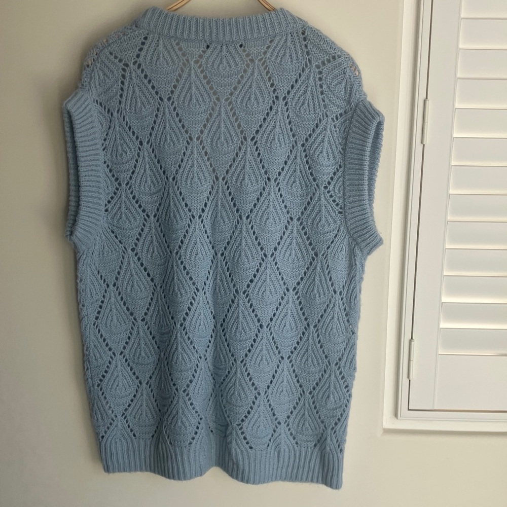 KAREN BY SIMONSEN CruzKB Knit Vest Acrylic/Wool/Alpaca Light Blue Women’s L - Picture 5 of 8